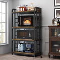 SIREDEEP Bakers Rack with Power Outlet ，4-Tier Kitchen Baker's Rack,Microwave Stand with Storage Suitable for Kitchen, Living Room, Dinning Room，Coffee Bar(Rustic Brown)