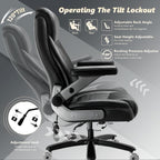 650LBS Big and Tall Office Chair with 5D Flip Arms and Thick Pocket Spring Cushion, Extra Wide Heavy Duty Office Chair & Adjustable Lumbar Support, Large High Back Computer Chair Dual Rubber Wheel