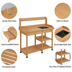 48" Wooden Outdoor Indoor Planting Gardening Garden Potting Bench Workbench Workstation Table Removable Sink Drawer 2 Tiers Storage Shelves Rack Open Shelf 3 Side Hooks Gardening Supplies Tools Storag
