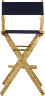 Casual Home Director's Chair ,Natural Frame/Navy Canvas,30" - Bar Height