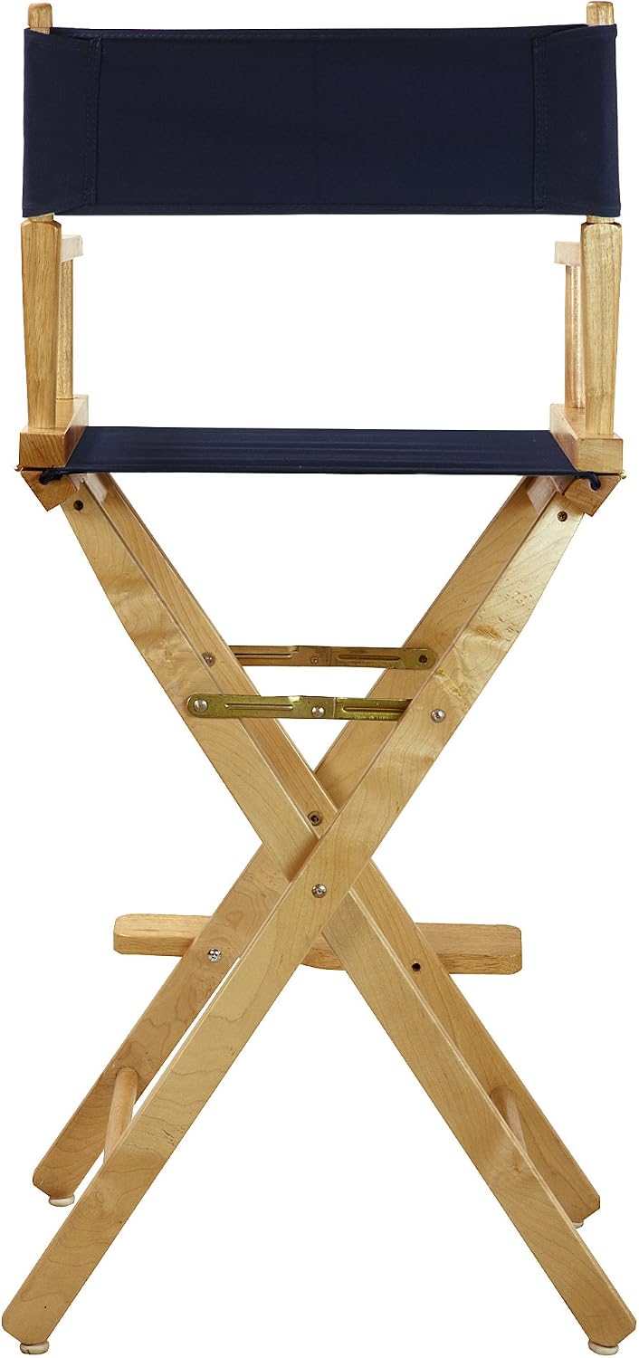Casual Home Director's Chair ,Natural Frame/Navy Canvas,30" - Bar Height