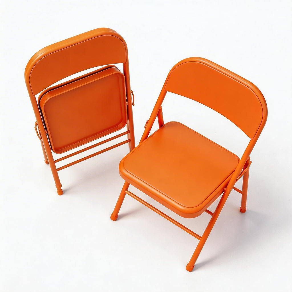 IDEALHOUSE Folding Chairs Set of 2, Heavy Duty Portable Metal Chairs with Steel Seat, Non-Slip Feet, Foldable Stackable Design, 350 Lb Capacity for Office, Weddings, Parties, Indoor & Outdoor Use
