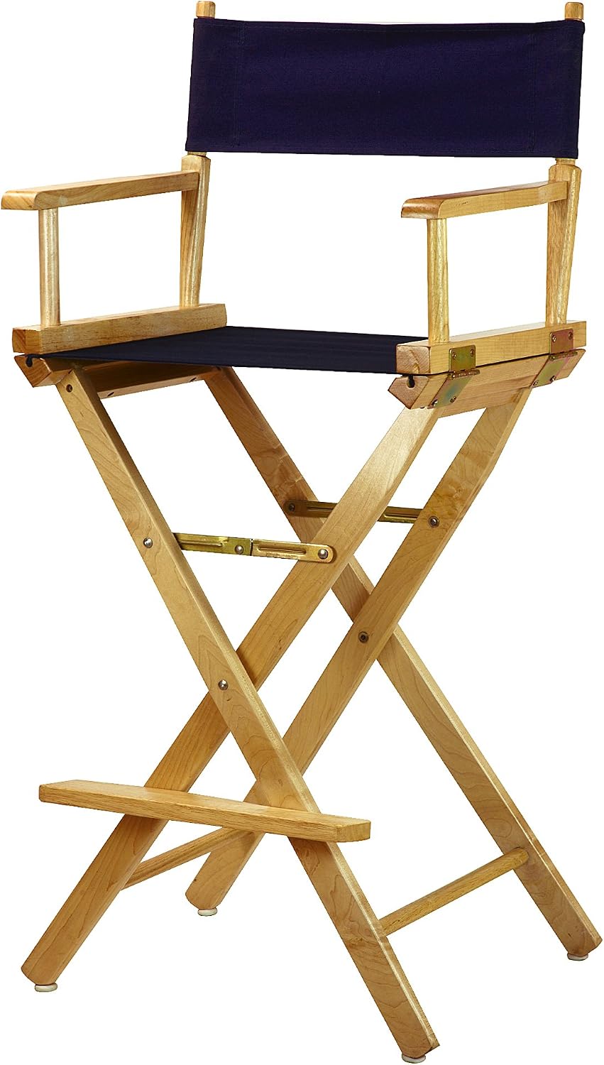 Casual Home Director's Chair ,Natural Frame/Navy Canvas,30" - Bar Height