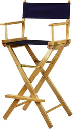 Casual Home Director's Chair ,Natural Frame/Navy Canvas,30" - Bar Height
