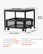 VEVOR Mini Fridge Stand with Storage, 198 lbs Mini Fridge Table with Movable Storage Cart & Swivel Wheels, Beverage Refrigerator Stand for Coffee Bar, Mini Fridge Organizer for Office Home Dorm, Black