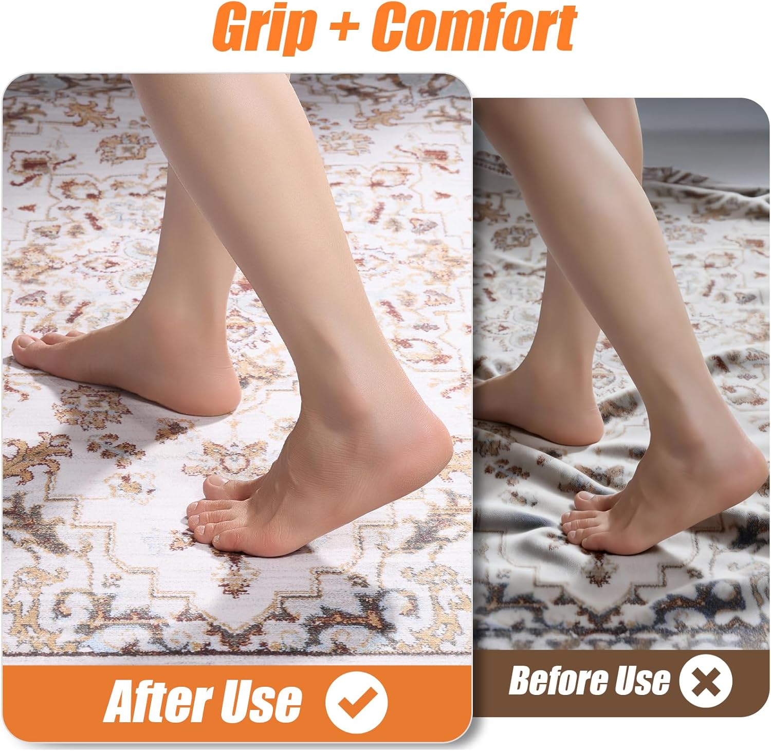 Non-Slip Rug Pad 6x9 Ft – 6'x9' PVC Anti-Slip Carpet Gripper Mat, 6 by 9 Feet Non Slip Pad for Area Rugs, Under Rug Padding for Hardwood Floors, Carpet Gripper Mat for Floors