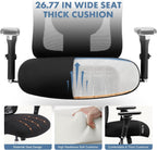 DUMOS Big and Tall Office Desk Chair with Lumbar Support, 500lbs Heavy Duty Mesh Ergonomic Computer Chair with 4D Armrest and Wide Comfy Seat, Swivel Wheels for Adult, Black