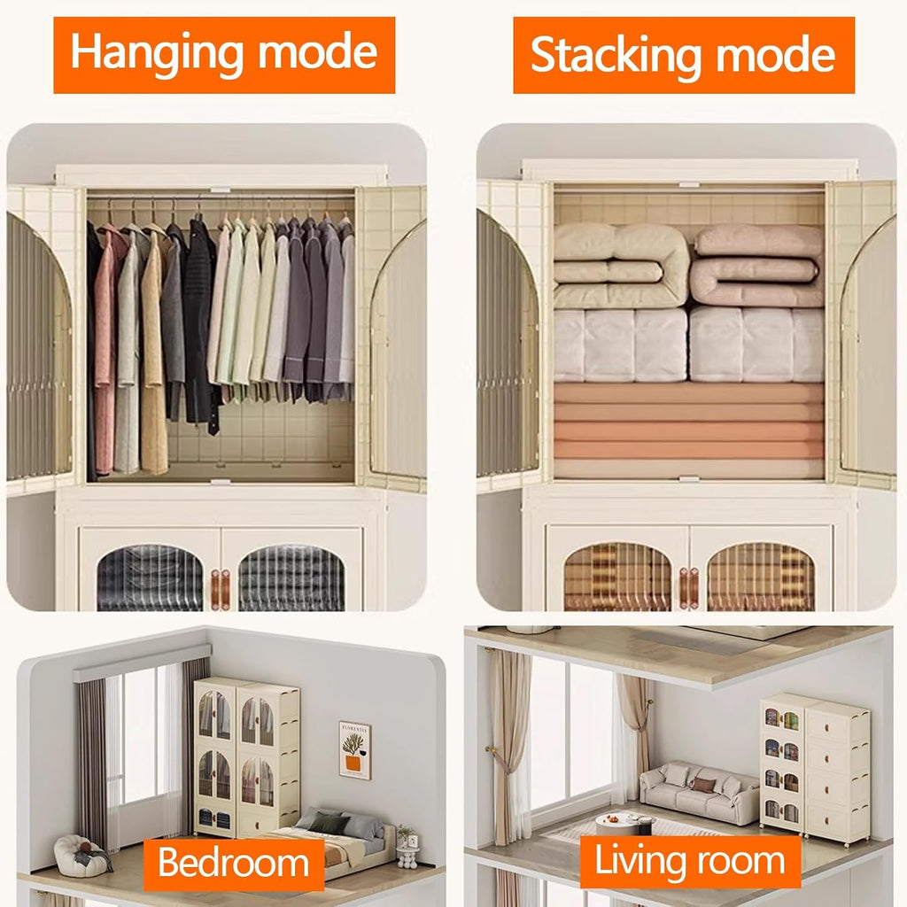 Heavy Duty Clothes Rack - Portable Foldable Wardrobe with Hanging Space on Wheels for Bedroom, Dorm, or Laundry Room Use, 81x50x139cm
