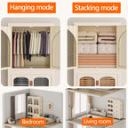 Heavy Duty Clothes Rack - Portable Foldable Wardrobe with Hanging Space on Wheels for Bedroom, Dorm, or Laundry Room Use, 81x50x139cm