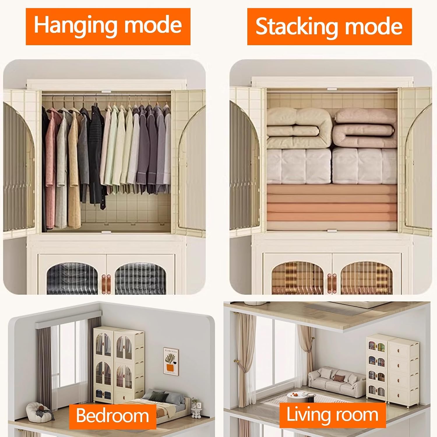 Heavy Duty Clothes Rack - Portable Foldable Wardrobe with Hanging Space on Wheels for Bedroom, Dorm, or Laundry Room Use, 81x50x139cm