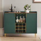 ARTPOWER 48" Wine Bar Cabinet with Fluted Texture, Modern Buffet Sideboard with Wine Rack and Glass Holder, Liquor Coffee Station with Storage for Kitchen, Living Room, Home Bar, Green