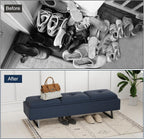 AIIT 3-Seat Waiting Room Bench - Reception Chairs with Thickened Seat & Storage Space, Waiting Room Bench Lobby Chairs for Office Entryway Living Room, Navy Blue