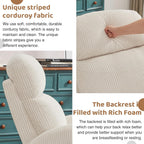 Glider Recliner for Nursery, Swivel Rocker Recliner with 2 Pockets for New Mother, Corduroy Manual Roking Recliners for Living Room, Bedroom, Cream White