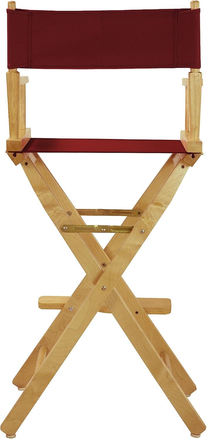 Casual Home 30" Director's Chair Natural Frame-with Burgundy Canvas, Bar Height