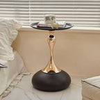 Light Luxury Coffee Table Living Room Metal Moving knickknacks Bedroom nightstand Creative Sofa Side Several Balconies Round Table Italian-Style Telephone Table (Black)