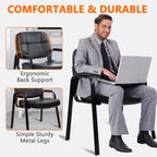 CLATINA Big and Tall 400 lbs Office Guest Chair, Leather Waiting Room Reception Chair No Wheels with Padded Arms for Elderly Home Meeting Conference Room Lobby Side Salon Clinic, Black 4 PK