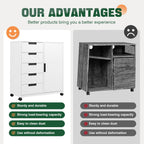 Letaya 5 Drawer Storage Cabinet, Mobile Printer Stand for Home Office,Dresser Chest with Shelves and Door(White)