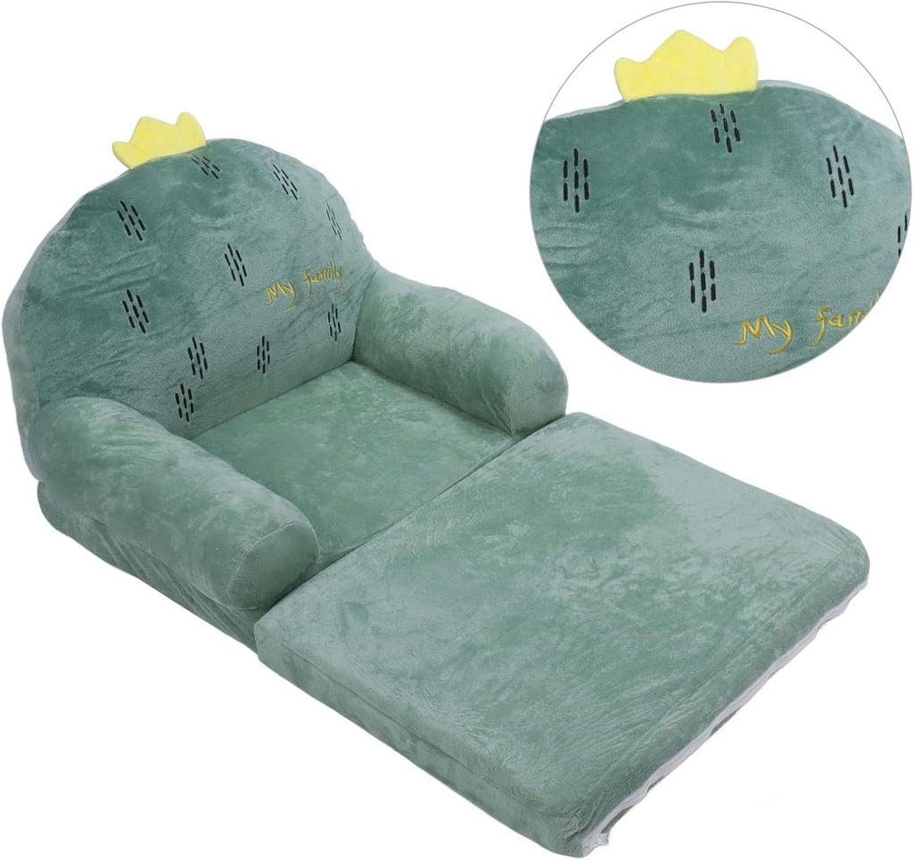 Foldable Children's Sofa Comfortable Touch Space Saving Design for Reading and Relaxing Cloth Material (2 Levels)