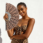 Blulu Large Folding Fans for Line Dancing 13 Inch Dance Rave Clack Fans for Line Dancing for Women Men(Leopard,12 Pcs)