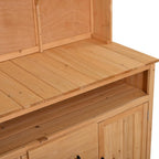 Merax 45.3" Large Outdoor Fir Wood Potting Bench with Storage, Multi-Functional Patio Kitchen Island, 6-Shelf Hutch+2 Cabinets+2 Drawers+3 Hooks, Garden Workstation for Planting, Gardening, Natural