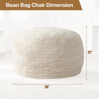 Hobestluk 3ft Bean Bag Chairs for Adults Large Beanbag Chair with Chevron Plush Fur Cover Big Bean Bag Chair for Living Room Bedroom Dorm Office - White (36” x 36” x 22”)