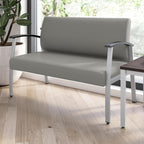Bush Business Furniture Arrive Waiting Room Loveseat with Arms in Light Gray Vinyl, Reception Area Seating for Office and Lobby
