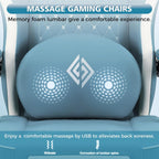 HOFFREE Gaming Chair Computer Chair with Speakers Massage Game Chairs with Footrest Bluetooth High Back Ergonomic Computer Gaming Chairs for Adults Reclining Video Gamer Chair Stone Blue and White