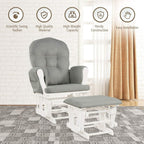 Nursery Rocking Chairs Nursery Glider Rocking Chair Wood Baby Rocker with Ottoman Cushion Upholstered Nursing Chair with Padded Arms (Light Gray)