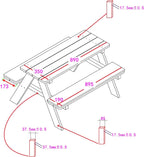 HABAU Childrens Picnic Bench with Padded Pad 89 x 79 x 50 cm Brown