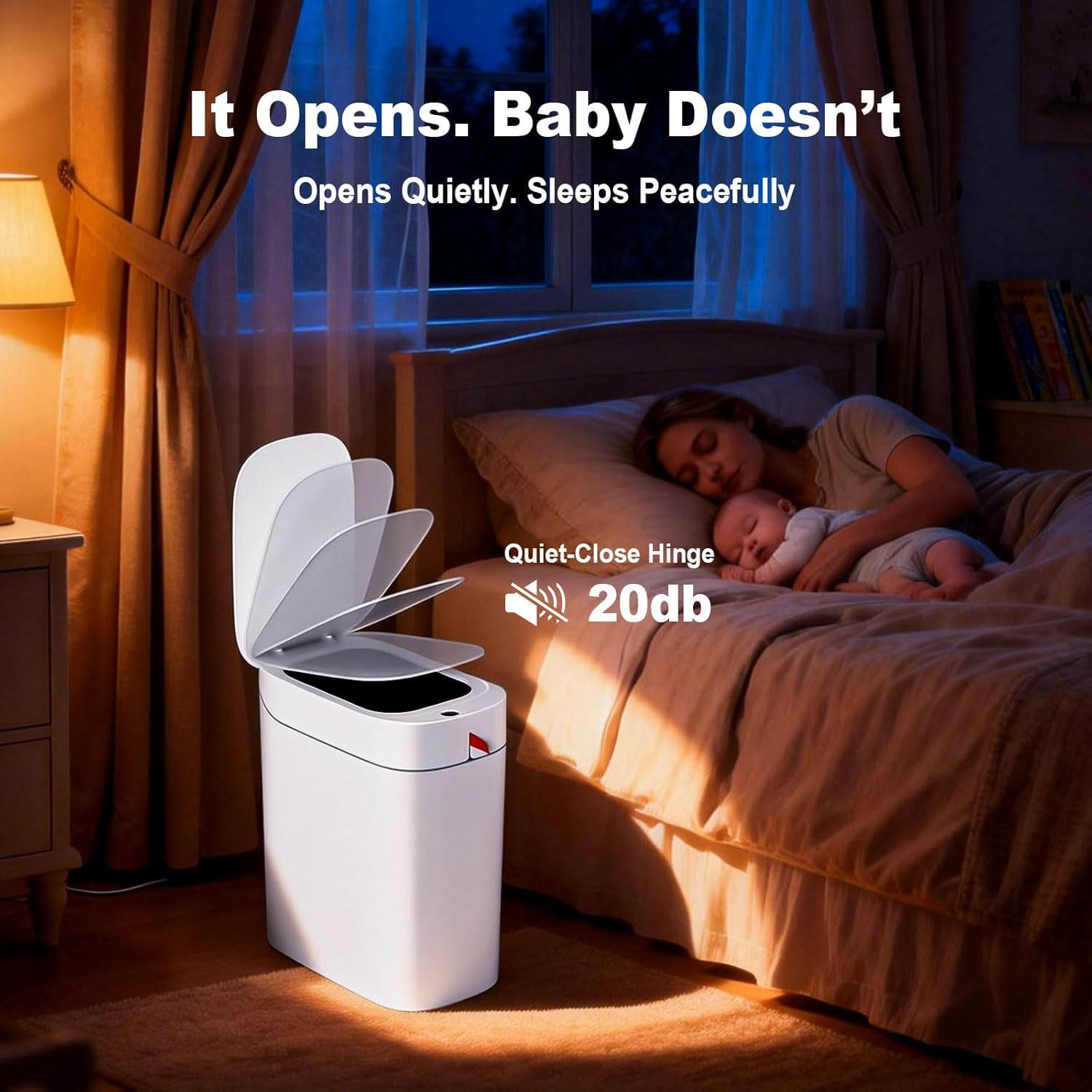 funest Bathroom Trash Can with Lid, Automatic Motion Sensor Trash Can, 3.5 Gallon Garbage Can, Type-C Rechargeable, Bag-Holding Design, One-Pull Auto Packing, Quiet-Close Hinge for Bedroom, Office