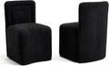 Hyfirm Black Upholstered Dining Chairs Set of 2, Mid-Century Scandinavian Parsons Armless Chairs in Boucle Fabric with Plush Seat Cushion for Diningroom Bedroom Livingroom Reading Room
