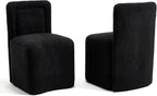 Hyfirm Black Upholstered Dining Chairs Set of 2, Mid-Century Scandinavian Parsons Armless Chairs in Boucle Fabric with Plush Seat Cushion for Diningroom Bedroom Livingroom Reading Room