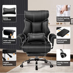 GTPLAYER Big and Tall Gaming Chair 400lbs Heavy Duty Office Chair with Foot Rest & Ergonomic Pocket Spring Cushion, High Back Lumbar Support for Lower Back Pain Relief, White/Black