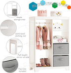 UTEX Kids Dress Up Storage with 2 Storage Bins and Full Length Mirror | Kids Armoire, Opening Hanging Kids Closet Wardrobe, Water-based Paint