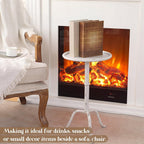 RattanView 1 Pcs Metal Martini Table White Small Round Drink Table12.5 x 12.5 x 27.75 Inches Pedestal Iron Tables for Small Living Room Bedroom Spaces