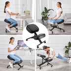 Ergonomic Kneeling Chair, Height Adjustable Office Chair with an Angled Seat and Casters for Home, Meditation Chair