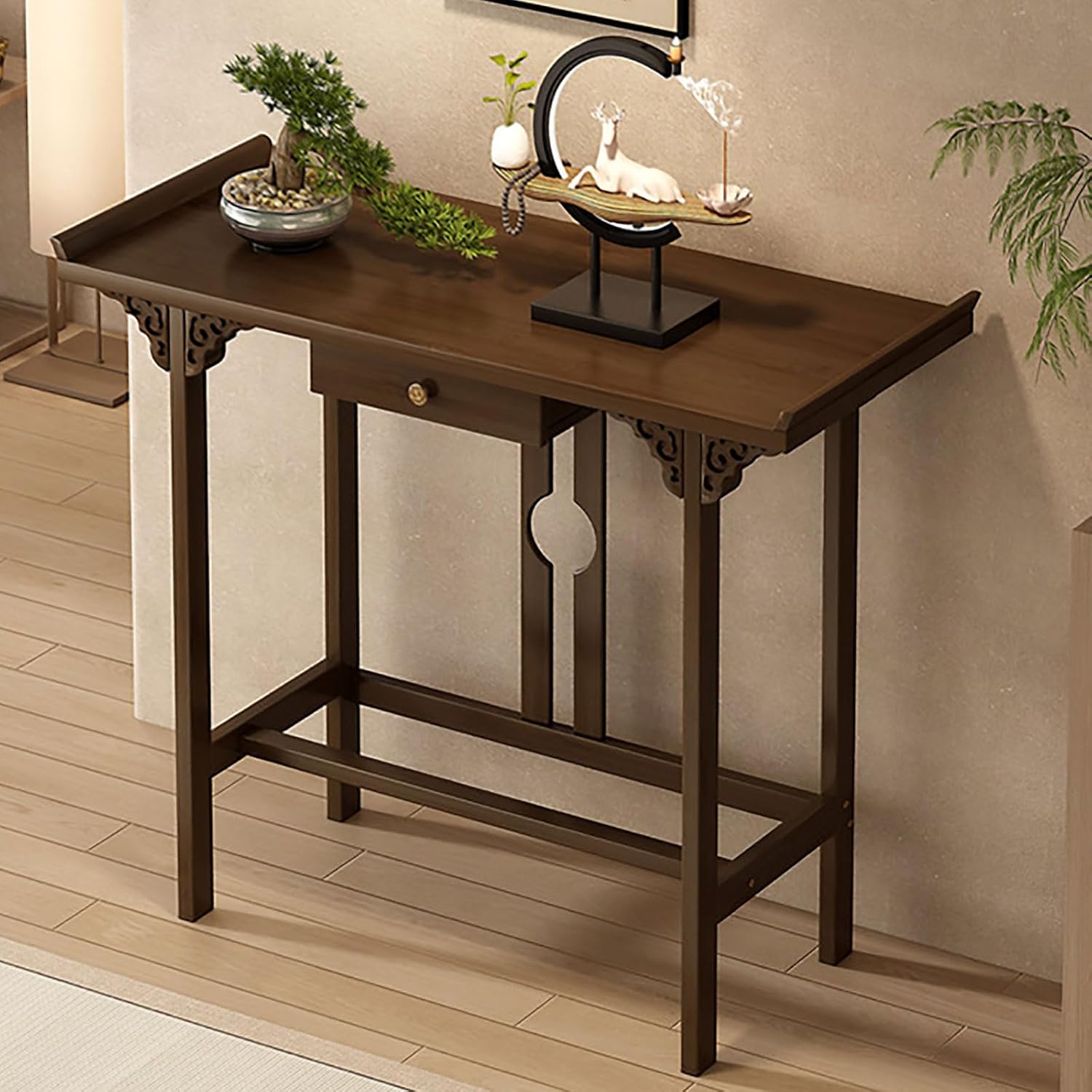 Altar Table Buddha Altar Table with Storage Drawer for Home Retro Chinese Style Altar Shel ffor Incense and Pray for Living Room, Study Room 80cm/31.4in