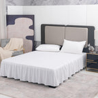 TSUTOMI Bed Skirt Queen Size Ruffled Bed Skirt with Split Corners, 14 Inch Drop Dust Ruffle Bed Skirts with Platform, Gathered Style, 100% Microfiber, White