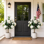2Pack 3FT Artificial Hydrangea Trees, Faux Hydrangea Plants in Pot with White Flowers, Realistic Hydrangea Topiary Trees for Indoor Outdoor, Garden, Porch, Patio, Home Decor