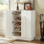 ONBRILL Shoe Storage Cabinet with Doors, Large Shoe Cabinet Storage for Entryway, Wooden 6 Tier Shoe Organizer Cabinets with Adjustable Shelves for Entrance Hallway Living Room Foyer (White)