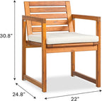 VICTORY RELAX Wooden Armchair Set 2 for Patio & Outdoor with Cushions - Natural Acacia Wood - Modern Design, Comfortable Reading & Relaxing Chairs, Also Great as Accent Chairs - 22x24x30 Inches