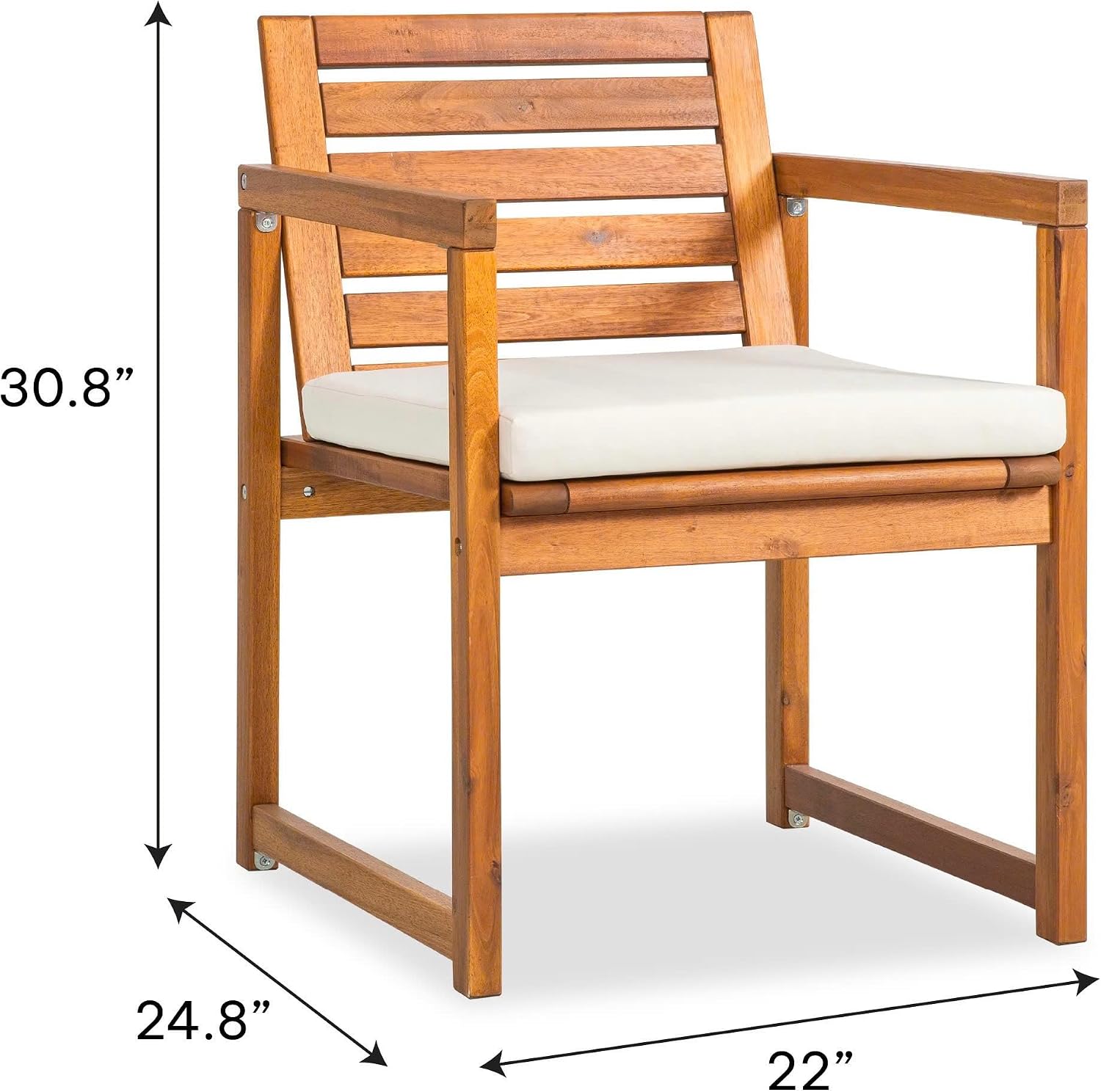 VICTORY RELAX Wooden Armchair Set 2 for Patio & Outdoor with Cushions - Natural Acacia Wood - Modern Design, Comfortable Reading & Relaxing Chairs, Also Great as Accent Chairs - 22x24x30 Inches