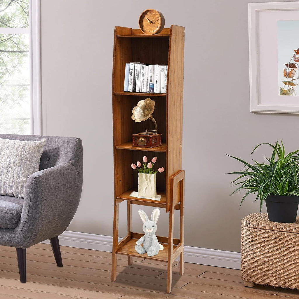 Modern End Table, Side Table Cabinet, Five-Tier Side Table, Wood Bookcase Organizer with Open Shelves for Living Room & Home Office
