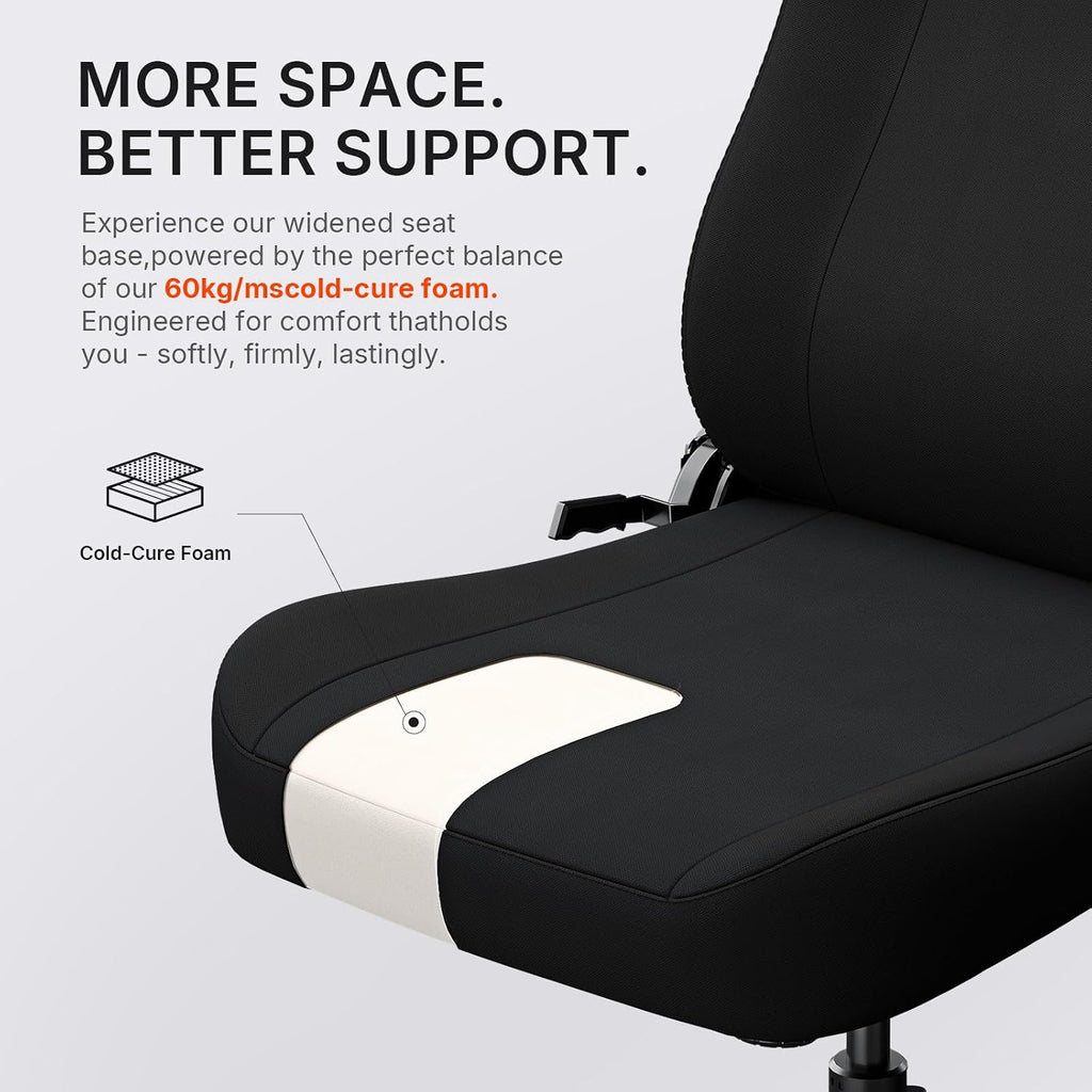 Anda Seat MANA Black Fabric Gaming Chair - Ergonomic Game Chairs with Adjustable Armrest, Comfortable Office Chair with Lumbar Support, Heavy Duty Wide Computer Seat for Game & Work