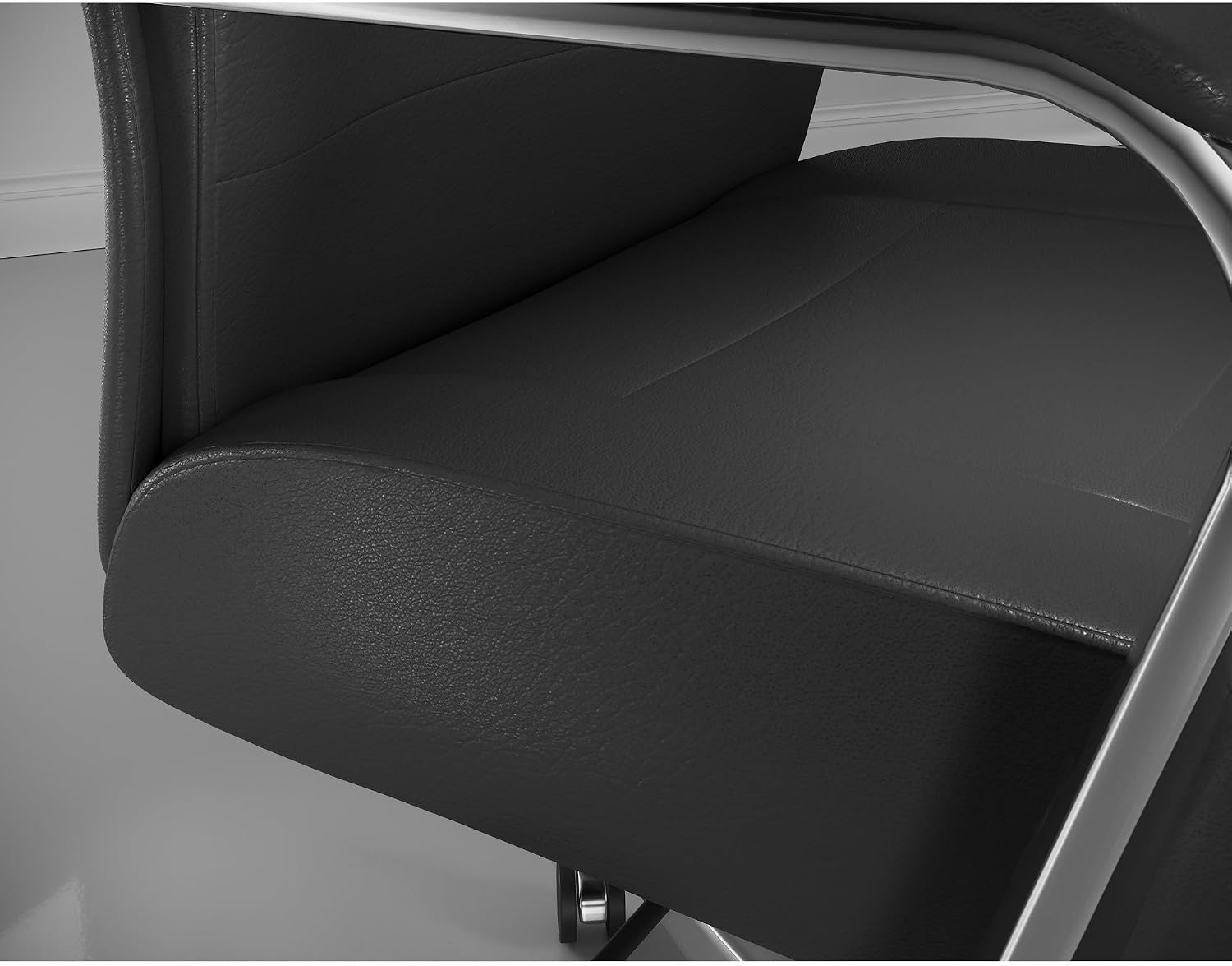 Realspace® Modern Comfort Modee Vegan Leather High-Back Executive Office Chair, Black/Chrome, BIFMA Compliant