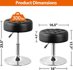 LEMY Adjustable Vanity Stool with 360° Swivel,Hydraulic Lift Round Makeup Chair Ottoman with Stable Base for Home Beauty Studio,Bedroom and Bathroom,Black