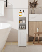 Hzuaneri Bathroom Storage Cabinet, Narrow Toilet Paper Cabinets with Doors | Small Corner Floor Cabinet with Doors and Adjustable Shelf, Bathroom Organizer for Small Spaces, White BC19703X