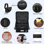 Fireproof Photo Storage Box with Lock, Holds 36 Inner 4"x6" and 3 Large 8"x12" Photo Cases, Waterproof Picture File Organizer, Portable Photos Boxes Containers for Valuables, Photos, Crafts, Documents