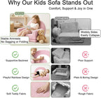 Rainbow Kids Couch, 2-in-1 Fold Out Toddler Couch Sofa, Soft Fleece Kids Chair, Convertible Sofa to Lounger for Girls Boys Bedroom, Playroom, Reading Nook, Pink