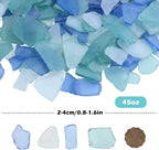 Abeillo 45oz Sea Glass for Crafts, Frosted Seaglass Pieces Vase Filler and Aquarium Decor, Smooth Edge Seaglass for DIY Art and Home Decor (Blue, Green, White)